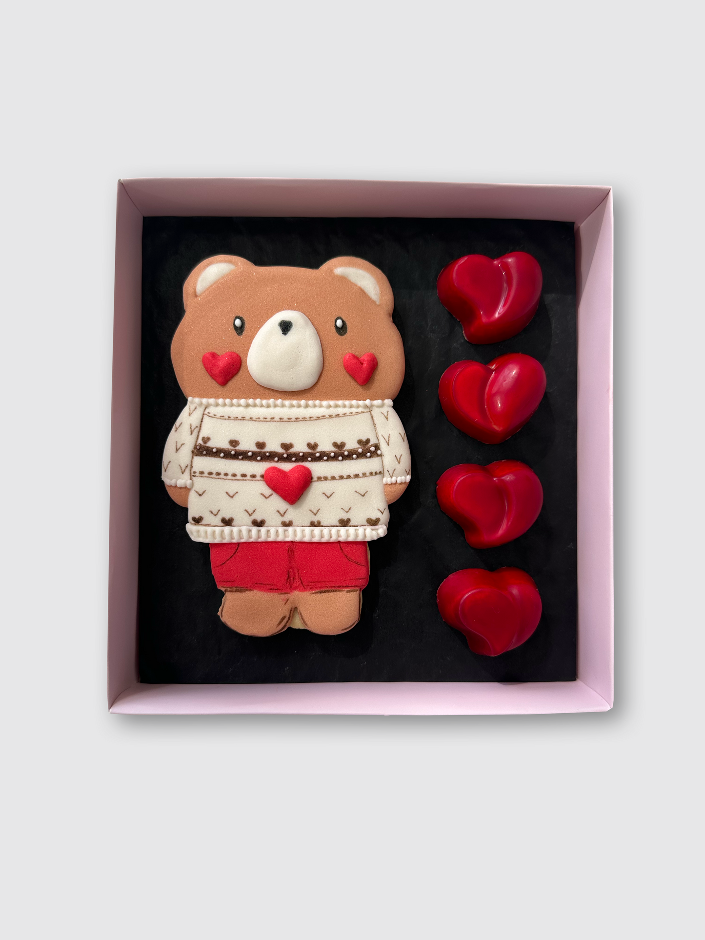 Valentine's Day Bear with Chocolate Hearts